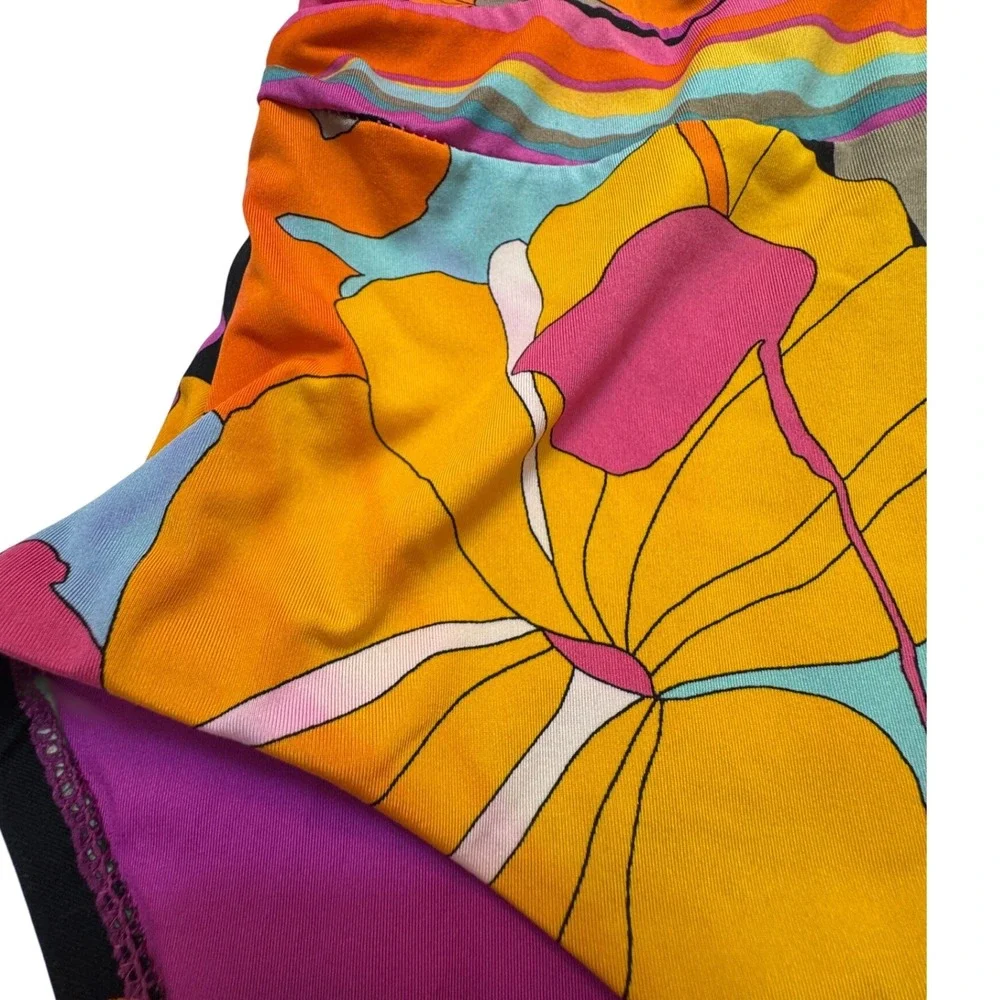 Floral One-Piece Swim Suit - Purple & Orange